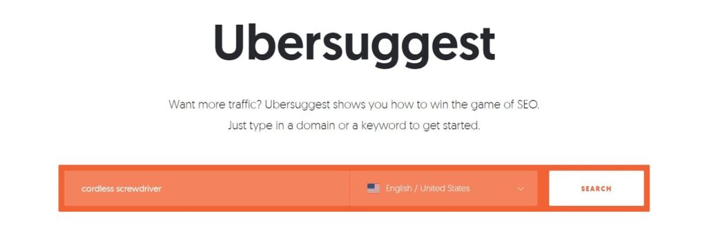 a screenshot of ubersuggest